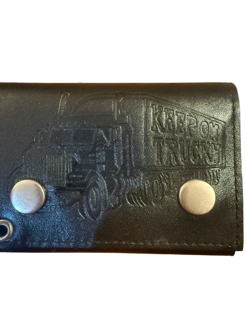 Black Embossed Truck Leather Wallet